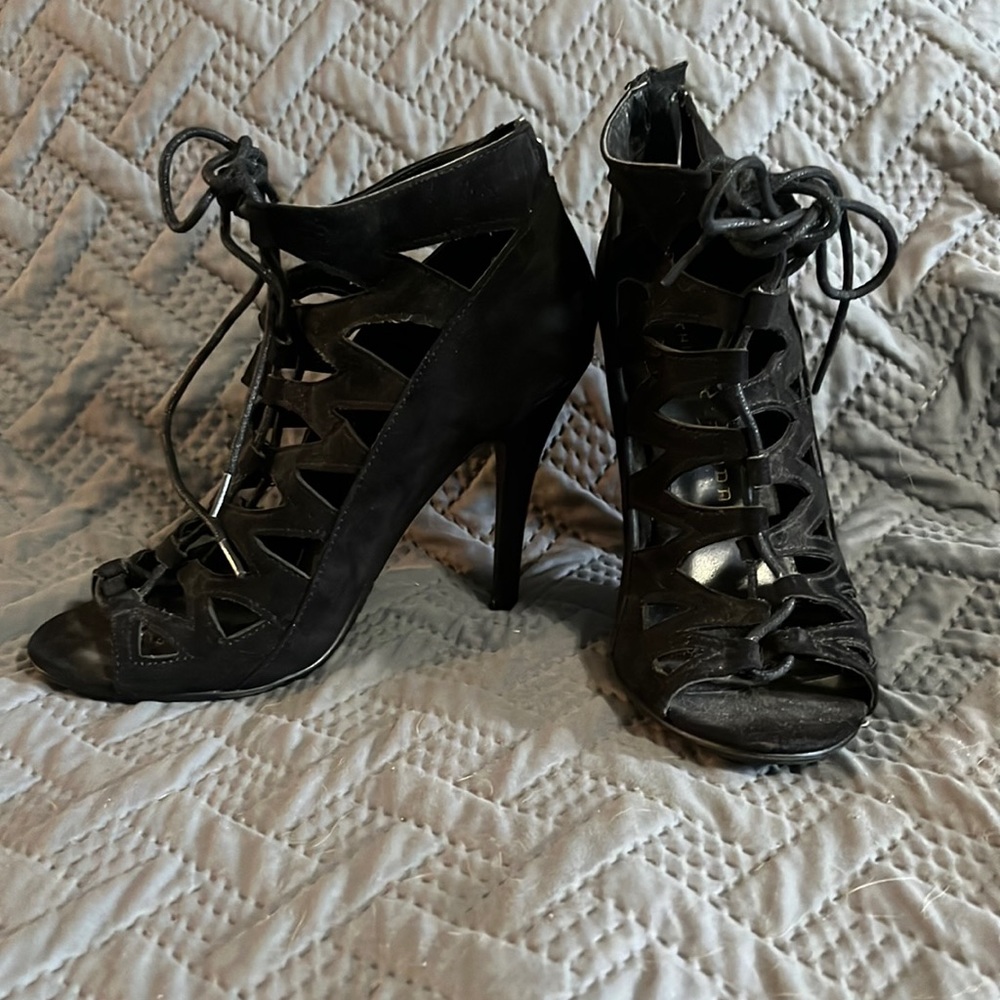 Chinese Laundry lace up cutout heals